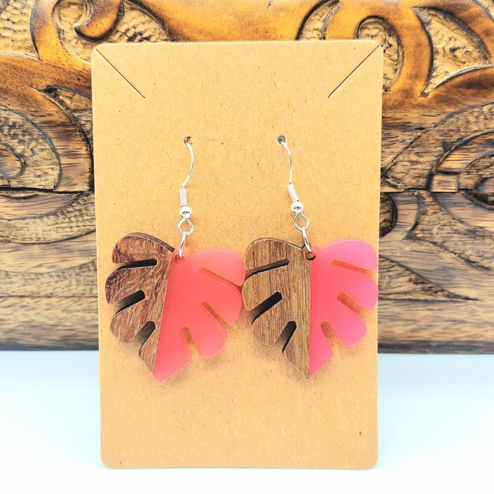 Monstera Earrings gardencore cottagecore boho plant leaf earrings